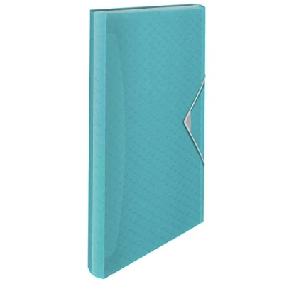 Abbildung von Esselte A4 Fächermappe, transparente Mappe mit 5 Registern/6 Fächern, zur Schreibtischorganisation Prägemuster, Colour&#039;Breeze Serie, Blau, 626252