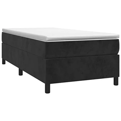 Abbildung von vidaXL Bettgestell, Polsterbett Bett für Schlafzimmer, Bettrahmen mit Lattenrost Stützbeinen, Schlafzimmerbett Einzelbett, Schwarz 90x190cm Samt