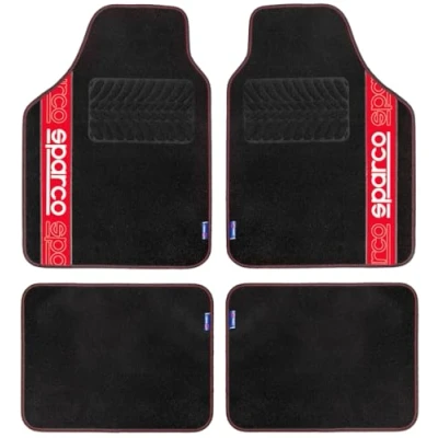 Abbildung von SPARCO SPF510RD Fußmattensatz Polyester vorne und hinten 4 schwarz 66 x 47 cm (front), 37 (rear)