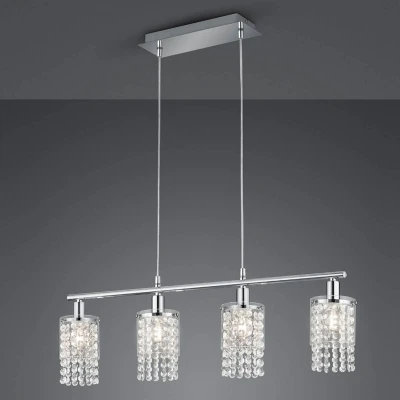 Abbildung von Reality Leuchten Pendelleuchte Posh R30764006, Metall Chrom, Behang Acryl, exkl. 4x E14