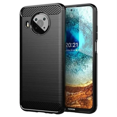 Abbildung von betterfon Nokia X10 / X20 Hülle Carbon Look Outdoor Stoßfeste Handy Tasche Hybrid Case Schutzhülle TPU Silikon Cover Bumper für Schwarz