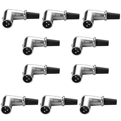 Abbildung von SIENOC 90 Grad XLR 3 pin Mikrofon Lautsprecher Stecker rechtwinklig Adapter Verbindungs (10 Stück)