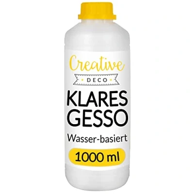 Abbildung von Creative Deco Grundierfarbe Professionell Gesso 1L Perfekte Grundierung für Malerei, Primer Acryl Farben, Öl Pouring, Decoupage