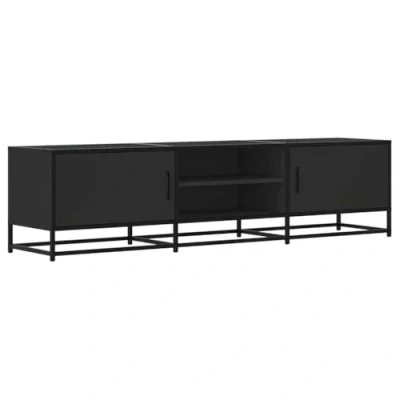 Abbildung von vidaXL TV Schrank, Lowboard für Fernseher, Fernsehtisch mit Stauraum, Fernsehschrank Wohnzimmer Schlafzimmer, Schwarz Holzwerkstoff Metall