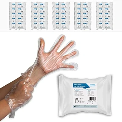 Abbildung von 10.000 ARNOMED PE Einmalhandschuhe Einweg Herren (100 Beutel á 100 Stück), Handschuhe, Haushaltshandschuhe für Lebensmittel transparent, Schutzhandschuhe zum Haare färben, Dieselhandschuhe
