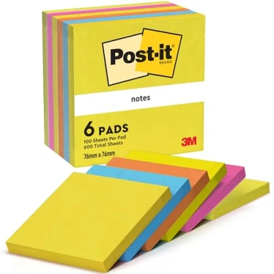 Abbildung von Post it Notes Haftnotizblock Active Collection 654, 7,6x7,6 cm, ablös und wiederverwendbar
