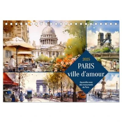 Abbildung von Paris, ville d&#039;amour (Tischkalender 2025 DIN A5 quer), CALVENDO Monatskalender