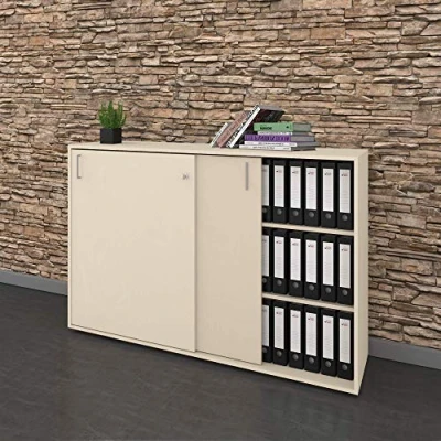 Abbildung von Weber Büro Schiebetürenschrank Sideboard NOVA 3OH 1640 x 1085 mm in Ahorn