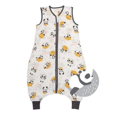 Abbildung von schlummersack Baby Schlafsack mit Füßen Sommer 0.5 Tog 110 cm dünn Bambus Musselin Panda Beinen ungefüttert für eine Körpergröße von 120cm