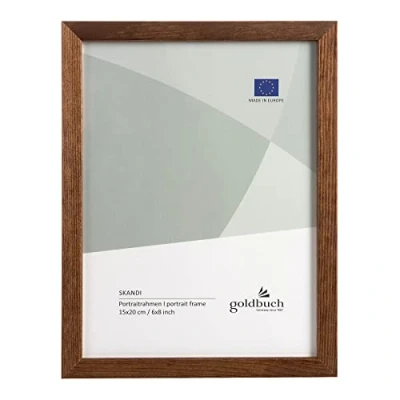 Abbildung von goldbuch 90 0594 Bilderrahmen Skandi 15x20 cm, Einzelrahmen aus Echt Holz, Portraitrahmen zum Stellen, Holzrahmen mit Wandhalterung, Foto Rahmen, Frame braun