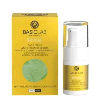 Abbildung von BasicLab Dermocosmetics Emulsion Gesichtsserum mit Vitamin C 15 ml Für trockene Haut und Mischhaut Revitalisiert nährt Die erscheint strahlender, glatter fester.