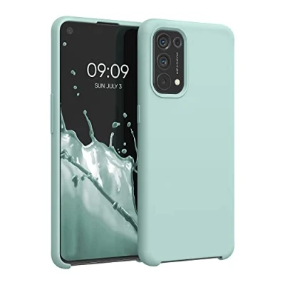 Abbildung von kwmobile Hülle kompatibel mit Oppo Find X3 Lite Silikon Handy Case Handyhülle weiche Oberfläche kabelloses Laden Mintgrün