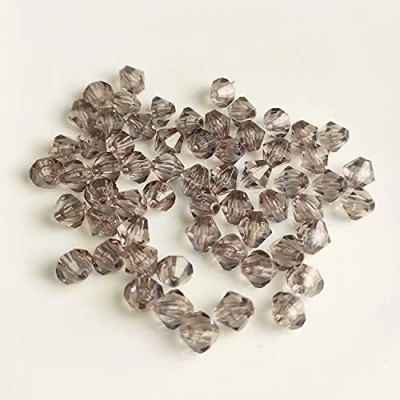 Abbildung von Doppelkegel/Bicone 6 mm 80 Stück Perlen Kristall Lose mit Loch 100er Set DIY Basteln tschechische Facettiert Beads Schmuck Acryl auffädeln Nieten Steine Grau