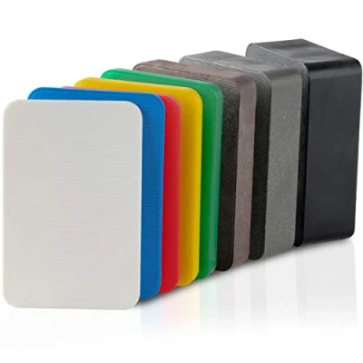 Abbildung von BAUHELD® Universal Unterlegplatten 60x40 mm [40/80/160 Stück] Mehrfarbige Unterlegplättchen aus Kunststoff [Made in Germany] Abstandshalter Keile den Größen: 1.5, 2, 3, 4, 5, 10, 15, 20mm