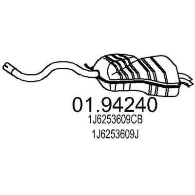 Abbildung von MTS 01.94240 Endschalldämpfer 1360 VOLKSWAGEN: Golf 4 Schrägheck, New Beetle Cabrio, AUDI: A3 Schrägheck