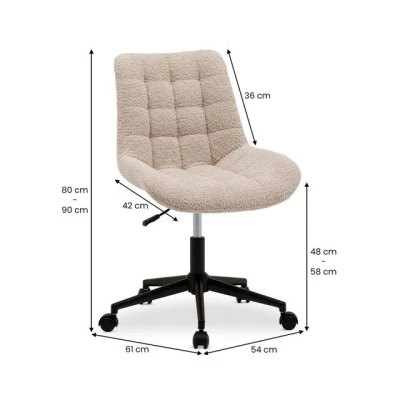 Abbildung von IDIMEX Drehstuhl Task mit Bouclé Stoffbezug beige höhenverstellbarer Bürostuhl Rollen, stabiles Metallgestell