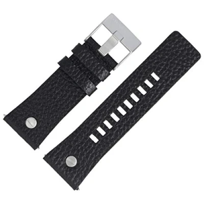 Abbildung von Diesel Uhrenarmband 28mm Leder Schwarz DZ 7313, ideal auch als Geschenk für Armbanduhren Ersatzarmband Austausch