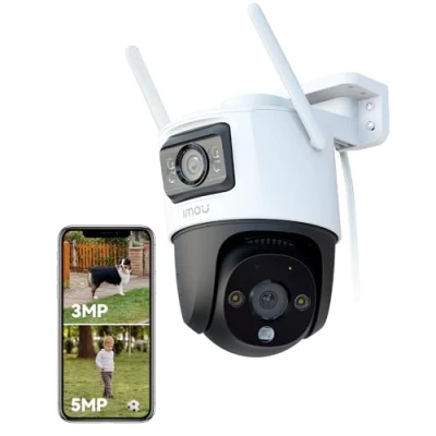 Abbildung von Imou 5MP+3MP Dual Kameras Überwachungskamera Aussen mit KI Personen /Fahrzeugerkennung, 360 PTZ WLAN Aussen, Farbnachtsicht, Automatischer Verfolgung, Zwei Wege Audio, Sirene, IP66