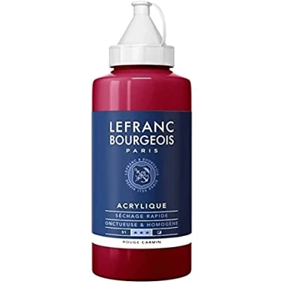 Abbildung von Lefranc Bourgeois 300358 Fine Acrylfarbe Karminrot, 750ml Flasche, cremige auf Wasserbasis, schnell trocknend, lichtecht, wasserfest