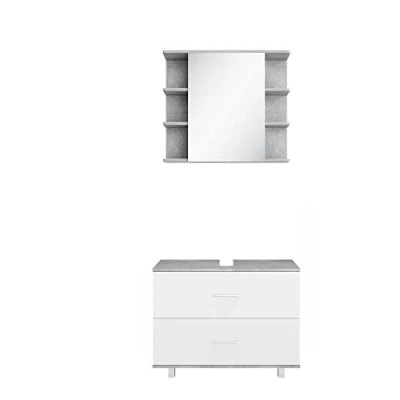Abbildung von Vicco Badmöbel Set Ilias, Beton/Weiß, 2 Teile, Unterschrank 80 cm, (2 er Set, St., Set)