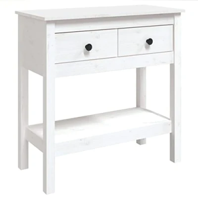 Abbildung von vidaXL Konsolentisch Konsole Beistelltisch Flurtisch Ablagetisch Holztisch Wohnzimmertisch Tisch mit Schublade Ablage Weiß 75x35x75cm Massivholz Kiefer