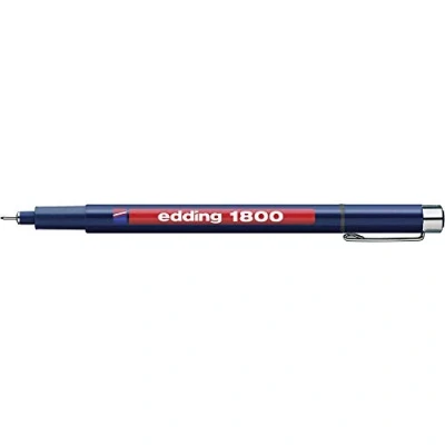 Abbildung von edding 1800 Präzisionsfeinschreiber schwarz 1 Stift Linienbreite 0,25 mm Fineliner zum präzisen Schreiben und Skizzieren feine, metallgefasste Spitze Lineal schablonengeeignet