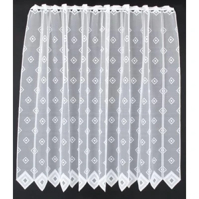 Abbildung von Scheibengardine Quadrate 120 cm hoch weiß Wunschbreite frei wählbar durch gekaufte Menge in 11,5 Schritten Meterware