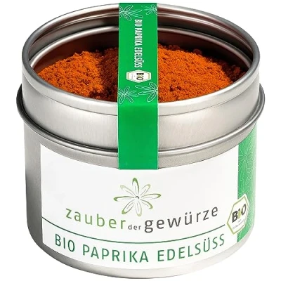 Abbildung von Zauber der Gewürze Bio Paprika edelsüss mild scharfes Paprikapulver für Gulasch u.v.m, in Top Qualität und wiederverschließbarer Aroma Dose, 60 g