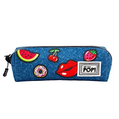 Abbildung von Oh My Pop! Patches Quadrat HS Federmäppchen, Dunkelblau