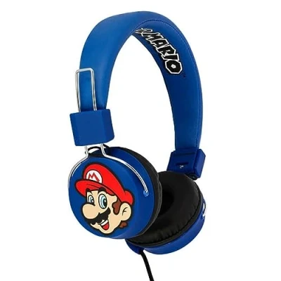 Abbildung von OTL Technologies TWEEN Kinder Kopfhörer Super Mario &amp; Luigi (faltbar, gepolsterte Bügel, buntes Comic Design, für Jungen und Mädchen), Blau