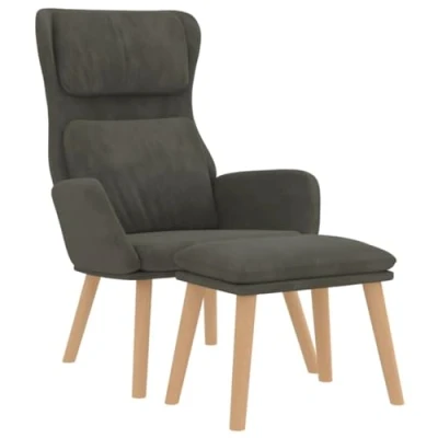 Abbildung von vidaXL Relaxsessel mit Hocker Fußhocker Relaxstuhl Polstersessel Fernsehsessel Sessel Loungesessel Lesesessel Wohnzimmer Dunkelgrau Samt