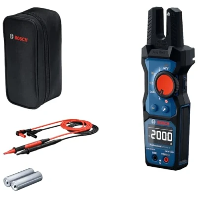Abbildung von Bosch Professional Elektromessgerät GFM 1000 15 (True RMS, invertiertes LCD, misst bis zu 200 A AC, kontaktloser Spannungsdetektor, kompatibel mit Magnetaufhängung MH 1, 2 x 1,5 V LR06 (AA))