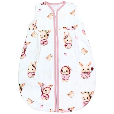 Abbildung von TupTam Baby Sommer Schlafsack 0.5 TOG aus OEKO TEX zertifizierten Materialien, Farbe: Kaninchen/Rosa, Größe: 80 86