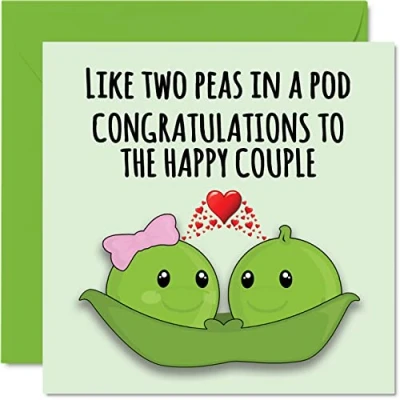 Abbildung von Stuff4 Hochzeitskarten für Braut und Bräutigam Erbsen in einer Hülse Happy Wedding Day Cards Congratulations, Congrats Well Done Just Married Karte, 145 mm x mm, Hochzeitsgrußkarten Paare