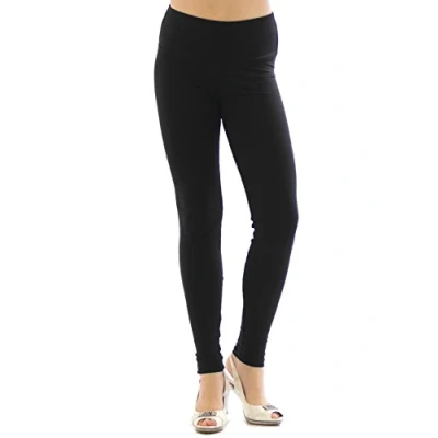 Abbildung von YESET Damen Leggings hoher Bund Lange Hose Leggins lang Baumwolle Wäsche schwarz XL