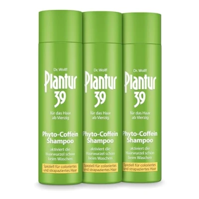 Abbildung von Plantur 39 Phyto Coffein Haarshampoo für Damen 3 x 250ml speziell coloriertes und strapaziertes Haar Koffein gegen Haarausfall bei Frauen stärkt das Haarwachstum