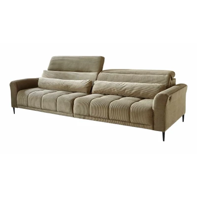 Abbildung von Massivart® Big Sofa LOGAN Cord grün 280 cm / 4 Sitzer, Sitztiefenverstellung, Kopfteilverstellung, Wellenunterfederung