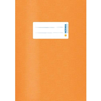 Abbildung von HERMA 19866 Heftumschläge A5 Bast Orange, 10 Stück, Hefthüllen mit Beschriftungsetikett &amp; Baststruktur aus strapazierfähiger abwischbarer Polypropylen Folie, Heftschoner Set für Schulhefte, farbig