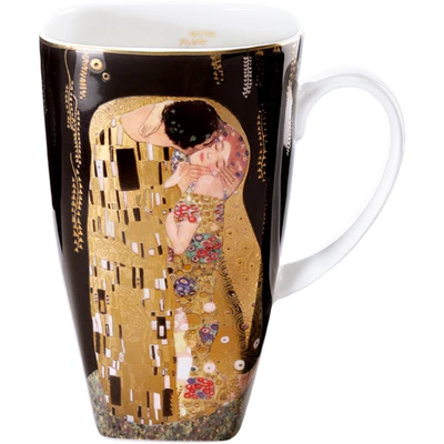 Abbildung von Goebel Becher &quot;Der Kuss&quot;, von Gustav Klimt, schwarz