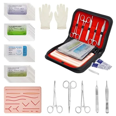 Abbildung von PRECIPETTE Chirurgisches Nahtset Wundnaht Übungsset 35Stk. Nahttrainingsset Übungsnähte Nähset Medizin 24 Faden für Medizinstudenten Suture Practice Kit (Nur Bildung)