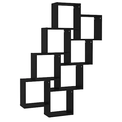 Abbildung von vidaXL Würfelregal Wandregal Hängeregal Cube Lounge CD Regal Dekoregal Bücherregal Schweberegal Wandboard Regalwürfel Schwarz 90x15x119cm Holzwerkstoff