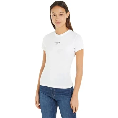Abbildung von Tommy Jeans Rundhalsshirt &quot;TJW SLIM ESSENTIAL LOGO 1 SS EXT&quot;, mit Logoschriftzug, Rundhals