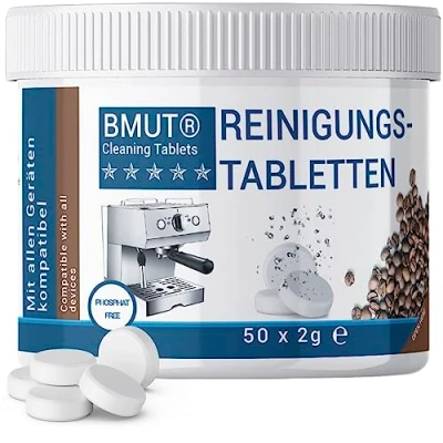 Abbildung von BMUT 50x 2g Reinigungstabletten für Kaffeevollautomaten, Kapselmaschinen &amp; Kaffeemaschinen hocheffektive Reinigungstabs alle Hersteller