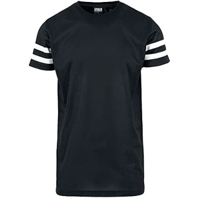 Abbildung von Urban Classics Herren Stripe Mesh Tee T Shirt, Mehrfarbig (blk/wht 50), M