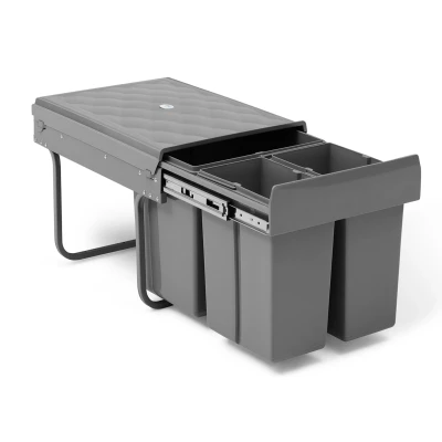 Abbildung von Abfalleimer mit 3 Fächern, abnehmbar, zum Einbauen 1x15L + 2x8L IDMarket