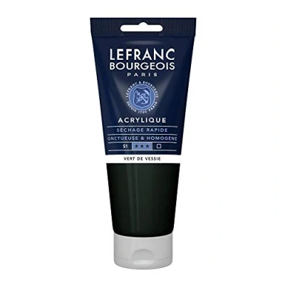 Abbildung von Lefranc Bourgeois 300443 Fine Acrylfarbe Saftgrün, 200ml Tube, cremige auf Wasserbasis, schnell trocknend, lichtecht, wasserfest