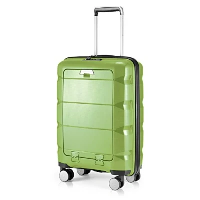 Abbildung von HAUPTSTADTKOFFER Britz Handgepäck mit Laptopfach Hartschalen Koffer Trolley Rollkoffer Reisekoffer Erweiterbar, TSA, 4 Rollen, 55 cm, 34 Liter, Hellgrün