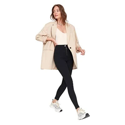 Abbildung von Trendyol Damen Herren Hoher Bund Skinny Jeans, Schwarz, 36 EU