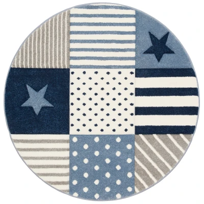 Abbildung von Lüttenhütt Kinderteppich &quot;Stern&quot;, rund, Kurzflor Teppich, handgearbeiteter Konturenschnitt, Patchwork Design