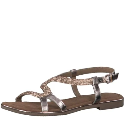 Abbildung von MARCO TOZZI Damen Sandalen mit Absatz Glitzer aus Leder, Mehrfarbig (Rose Met Comb), 40 EU